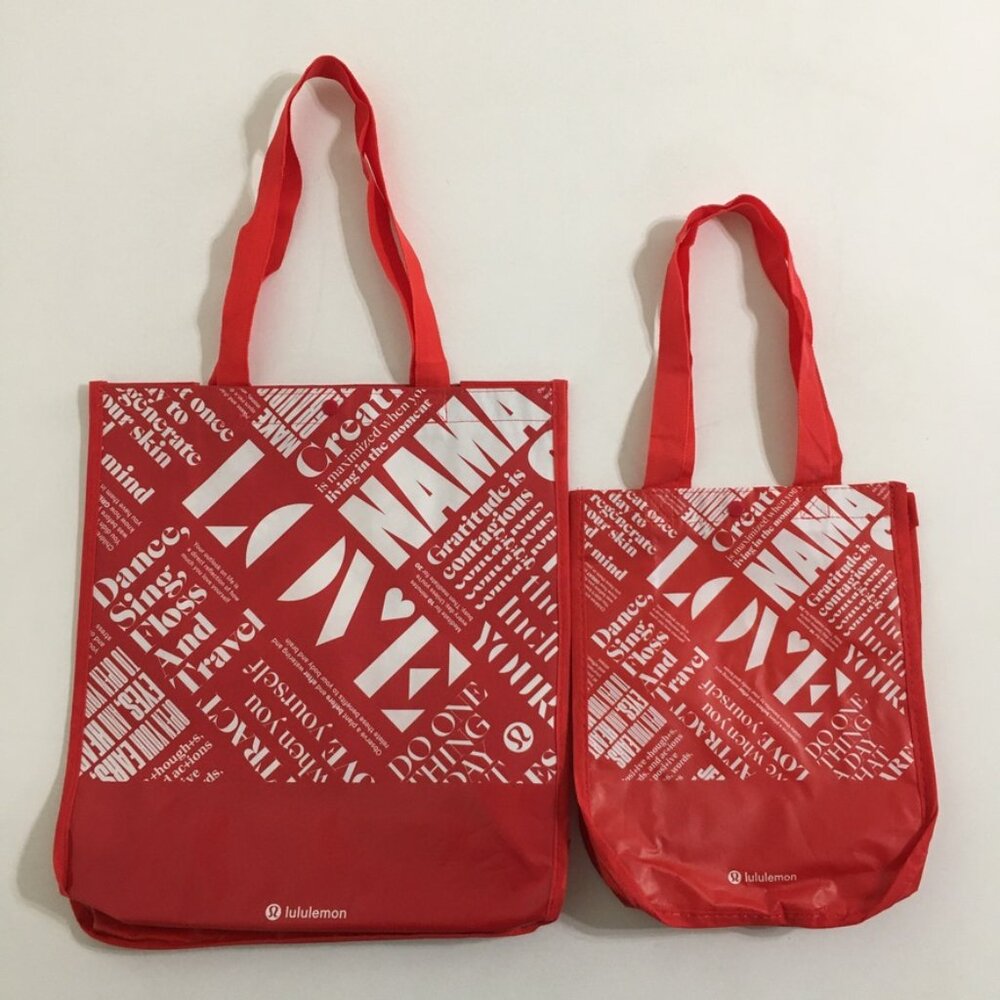 Lululemon 2 Sizes Matching Gift Bag NEW! Red Love Printed